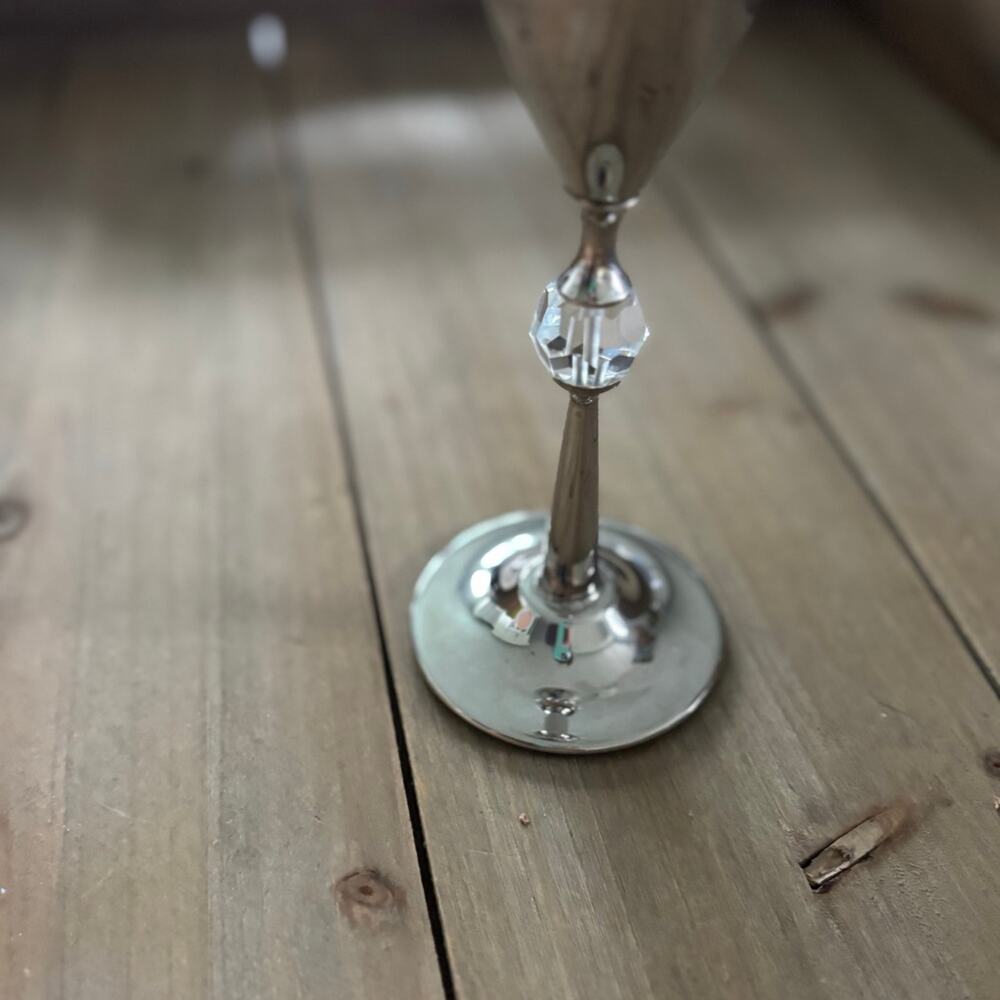Vintage Wedding Style Glam Silver Plated Champagne Glass - Picture 2 of 5